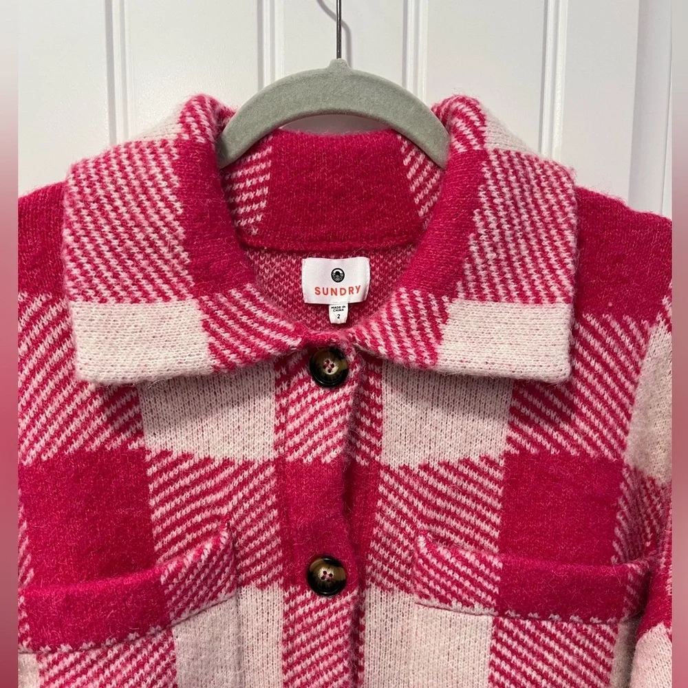 Sundry Anthropology | Oversized Pink Flannel Jacket | Size: Medium/Large - Picture 8 of 13